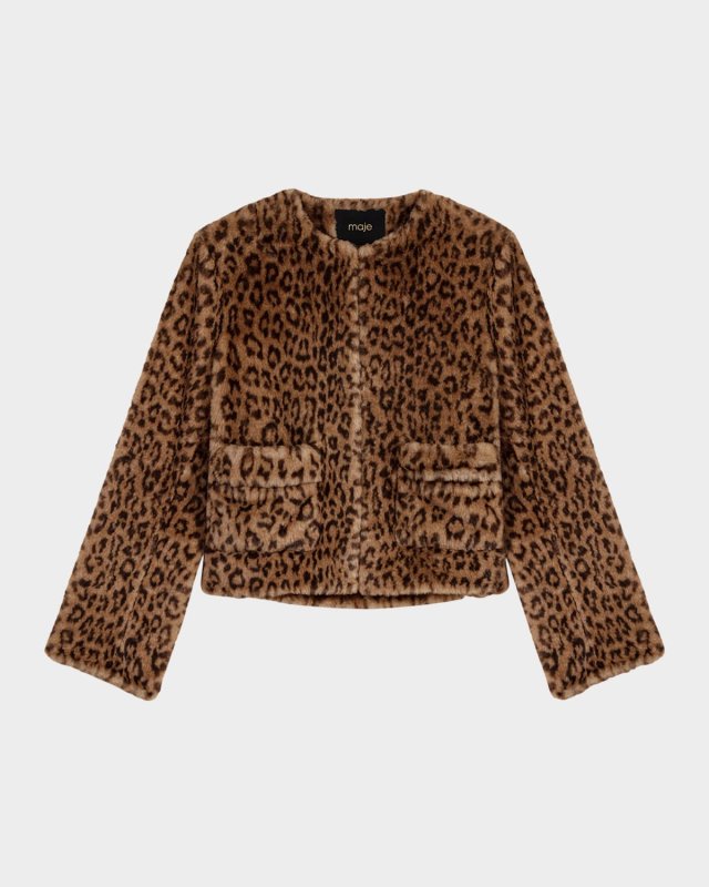 Vifaleo Leopard Faux Fur Jacket